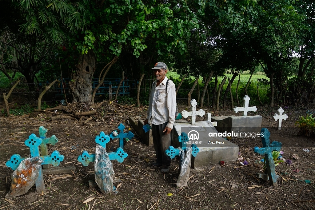 Graves in the yards of houses during dead day in El Salvador