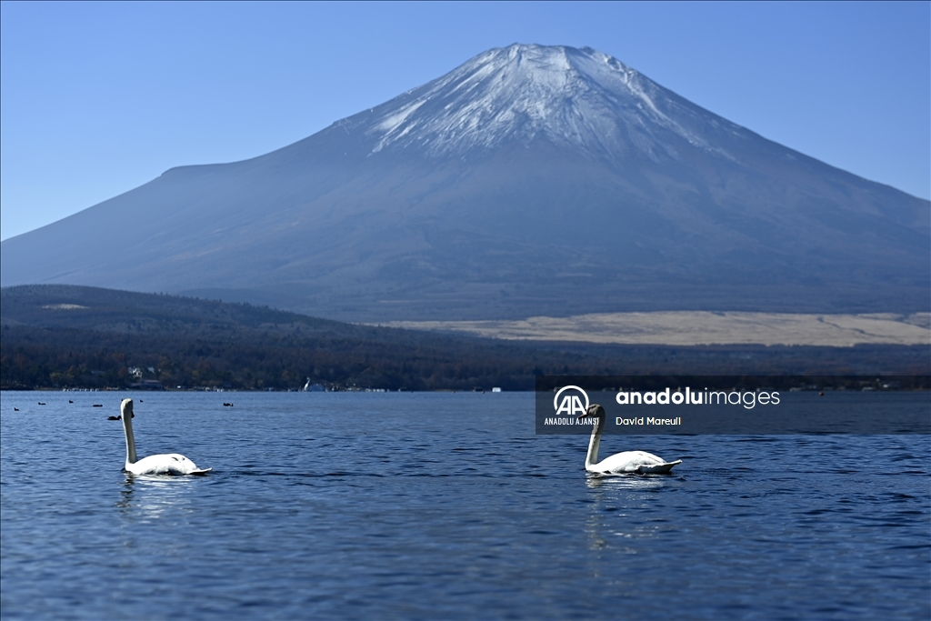 Japonya'nın doğal güzelliklere sahip Fuji Dağı ve Yamanakako Gölü