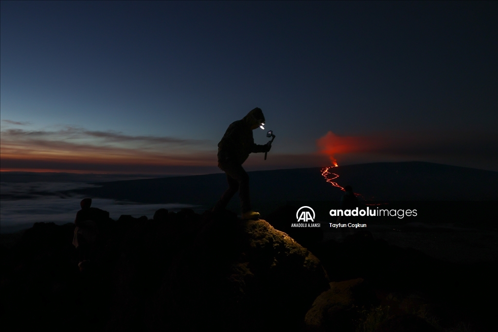 38 yıl sonra harekete geçen, Dünya'nın en büyük aktif yanardağı Mauna Loa'da gün doğumu