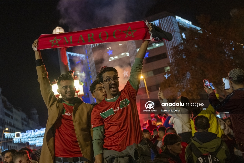 Fas'ın çeyrek finale yükselmesi Barselona'da coşkuyla kutlandı
