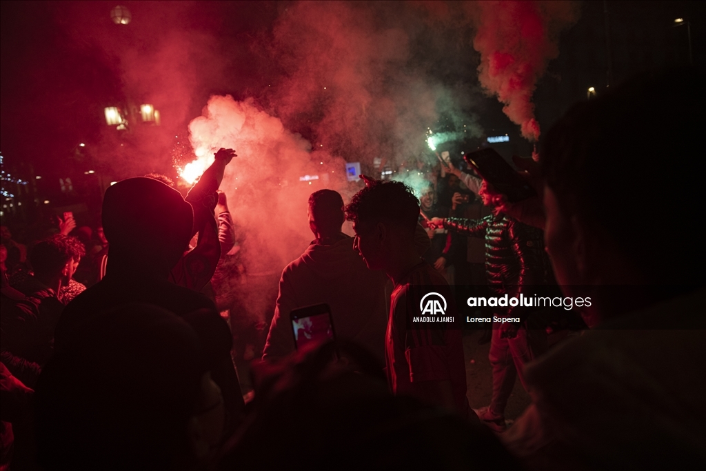 Fas'ın çeyrek finale yükselmesi Barselona'da coşkuyla kutlandı