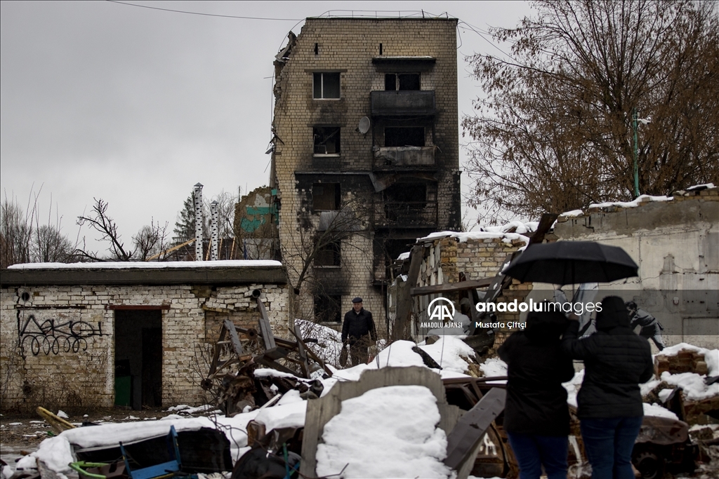 Borodyanka'da Rusya-Ukrayna savaşının izleri