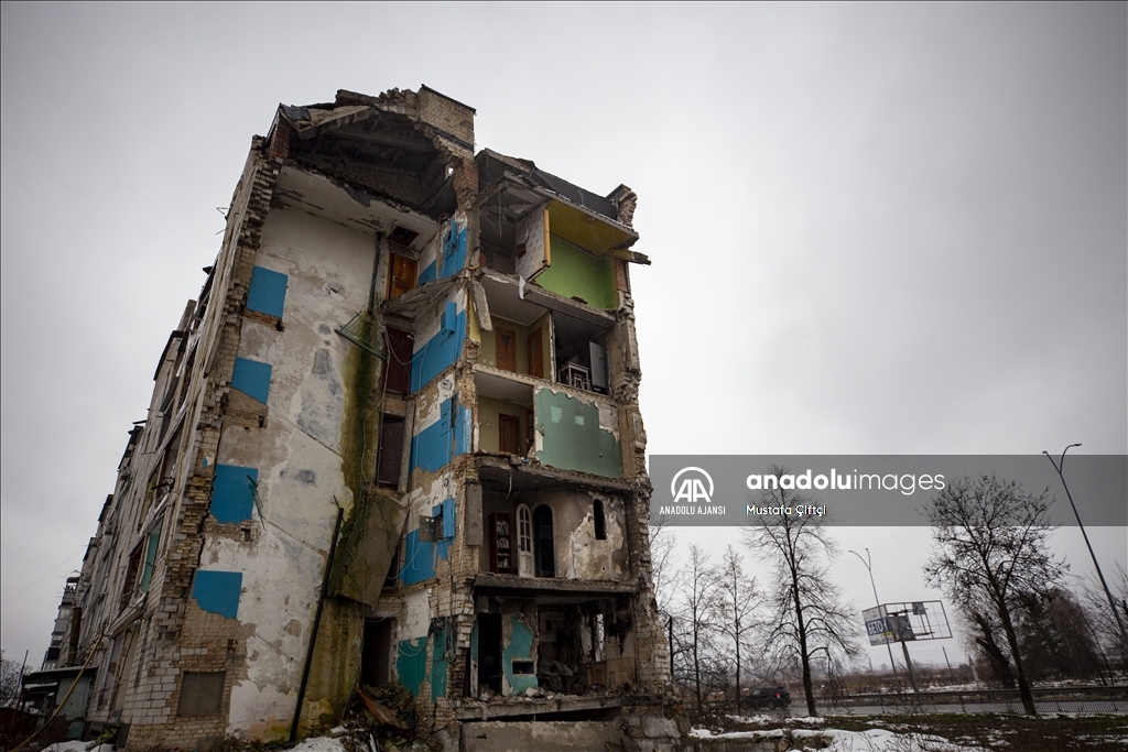 Borodyanka'da Rusya-Ukrayna savaşının izleri