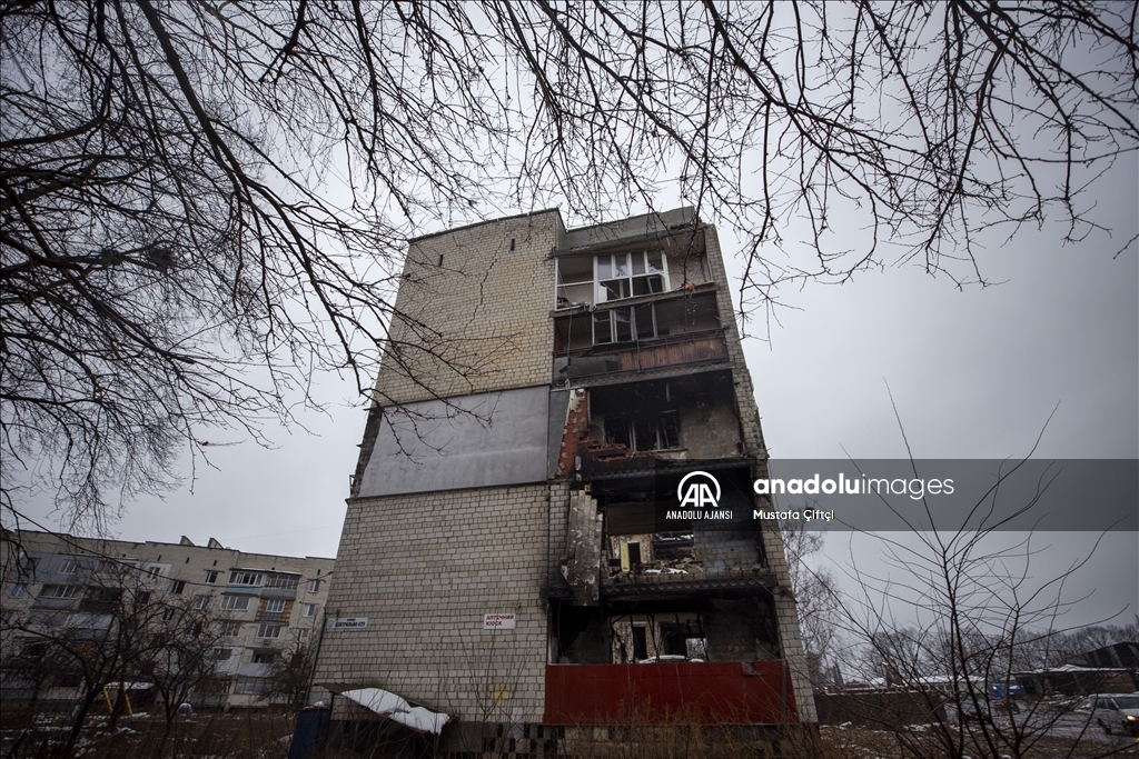 Borodyanka'da Rusya-Ukrayna savaşının izleri