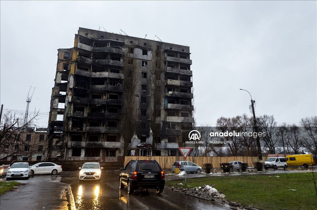 Borodyanka'da Rusya-Ukrayna savaşının izleri