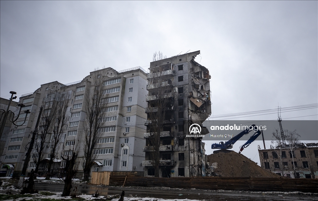 Borodyanka'da Rusya-Ukrayna savaşının izleri