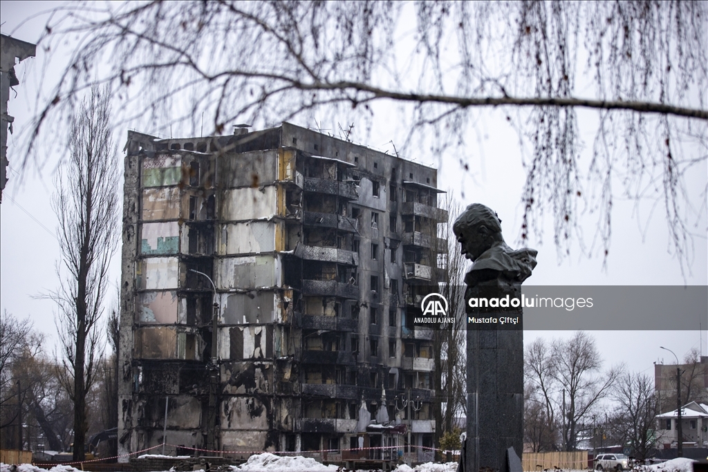 Borodyanka'da Rusya-Ukrayna savaşının izleri