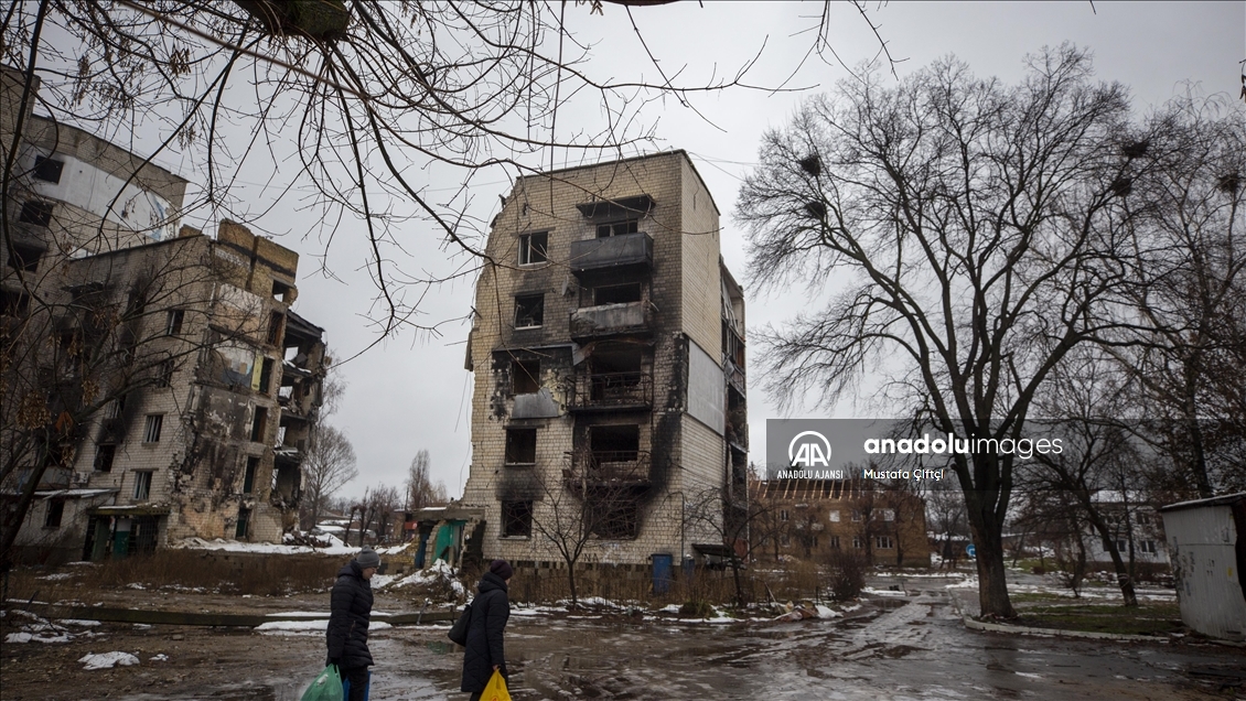 Borodyanka'da Rusya-Ukrayna savaşının izleri