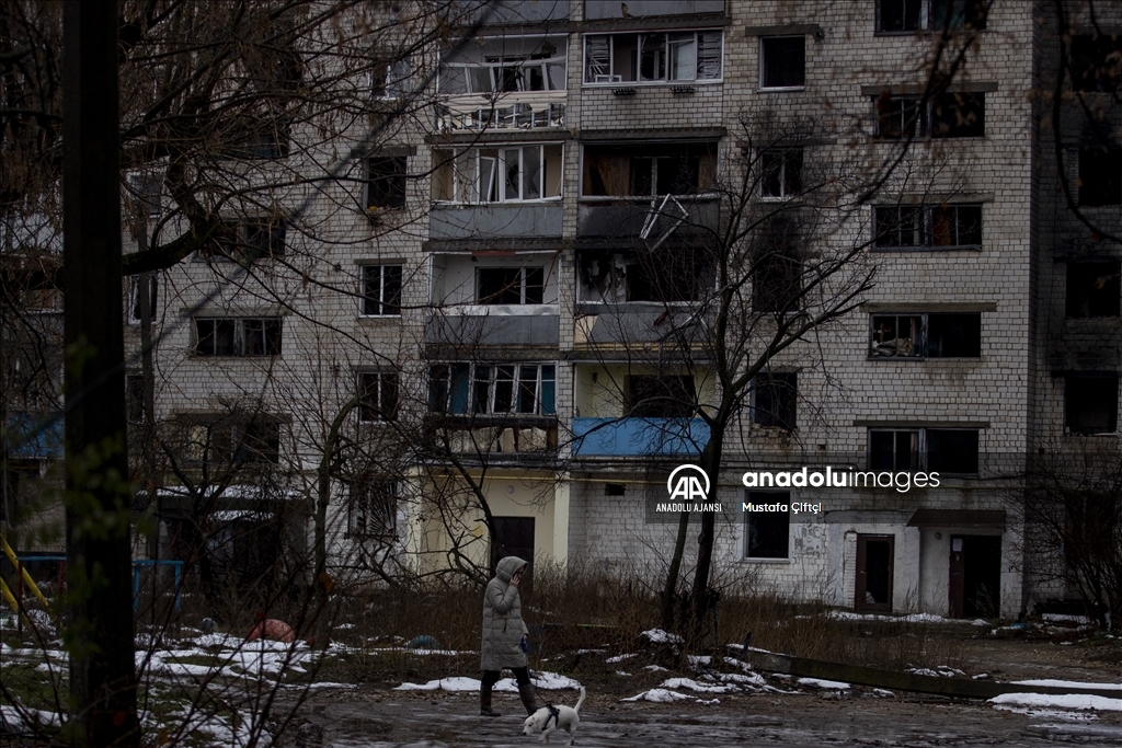 Borodyanka'da Rusya-Ukrayna savaşının izleri