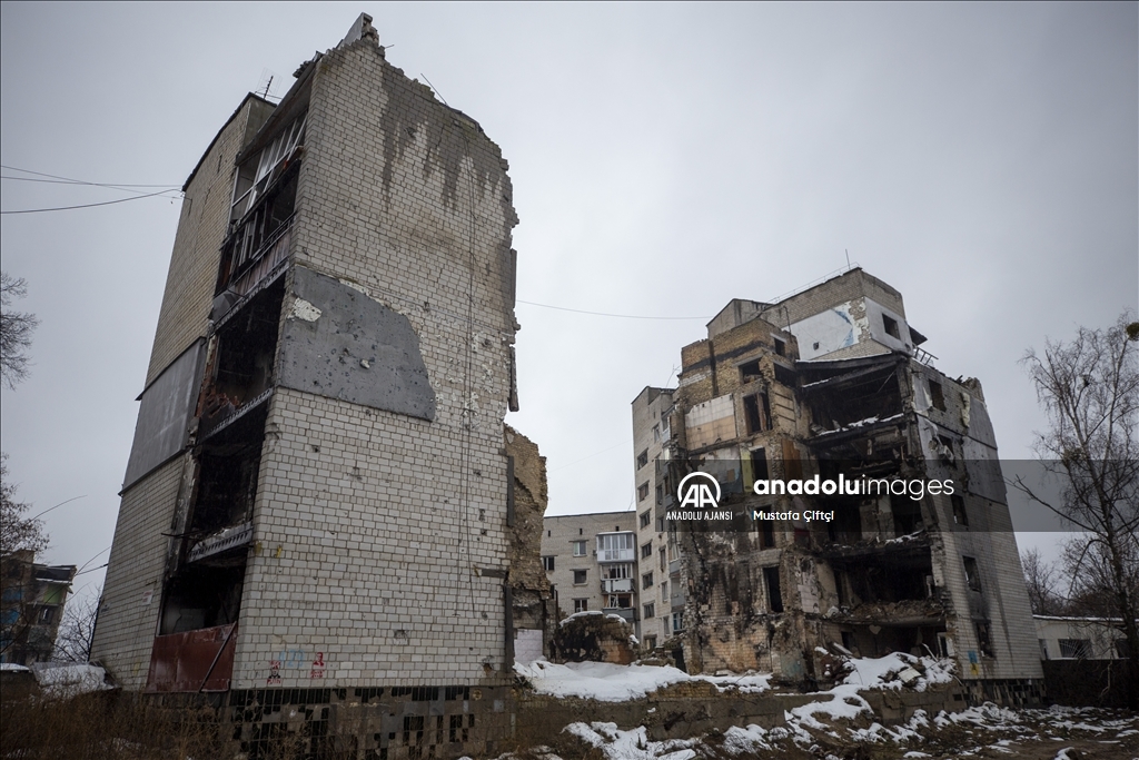 Borodyanka'da Rusya-Ukrayna savaşının izleri