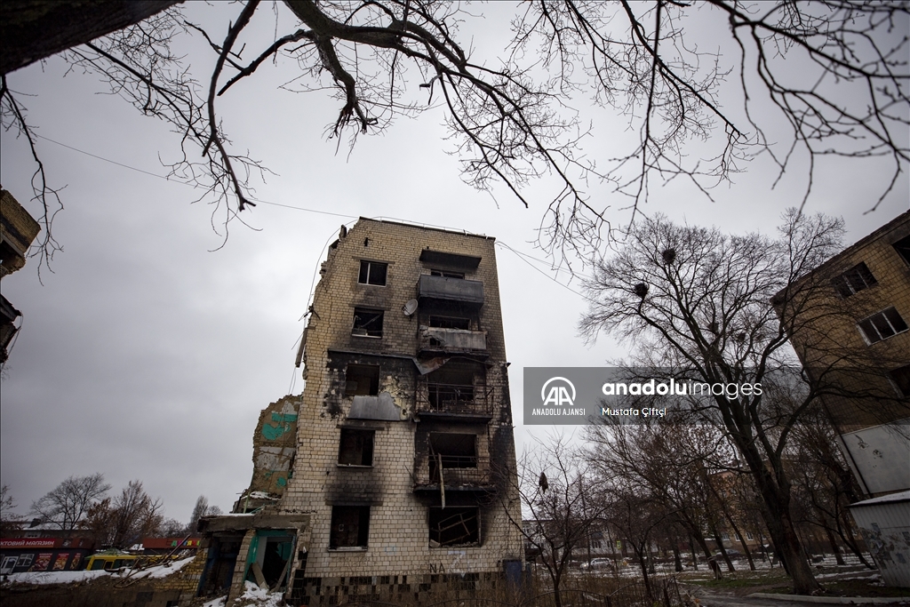 Borodyanka'da Rusya-Ukrayna savaşının izleri