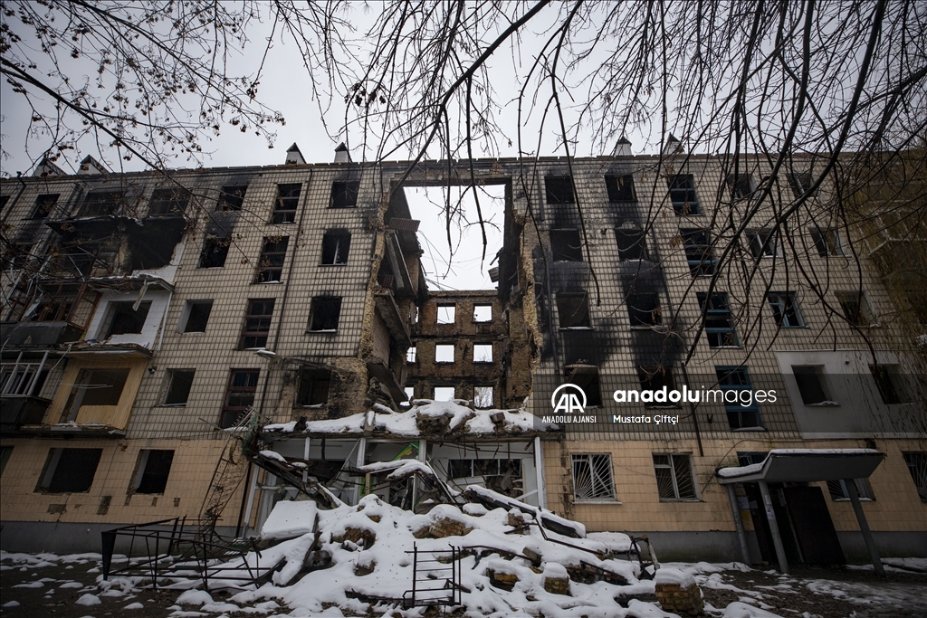 Borodyanka'da Rusya-Ukrayna savaşının izleri