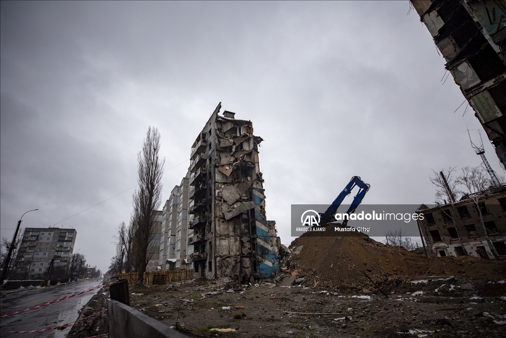 Borodyanka'da Rusya-Ukrayna savaşının izleri