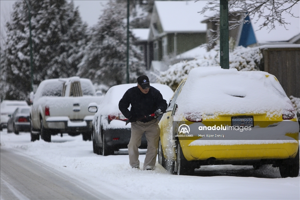 Vancouver'da kar yağışı