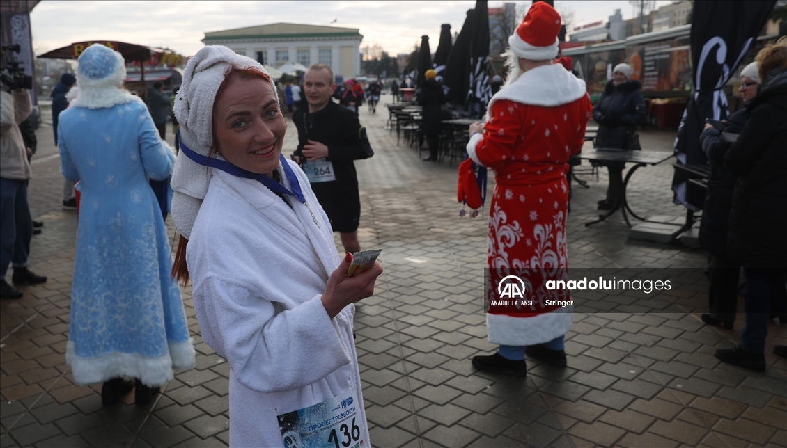 Belarus'un başkenti Minsk'te Kış Koşusu düzenlendi