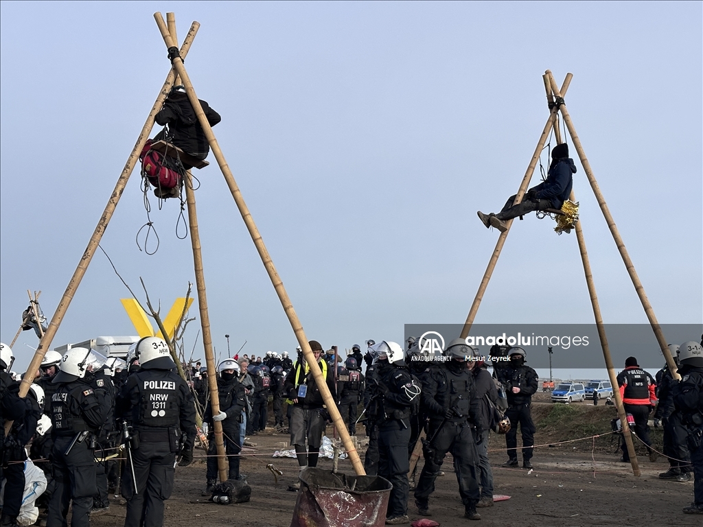 Environmental groups erect barricades to block expansion of open-cast coal mine in northwestern Germany