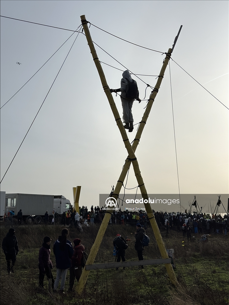 Environmental groups erect barricades to block expansion of open-cast coal mine in northwestern Germany