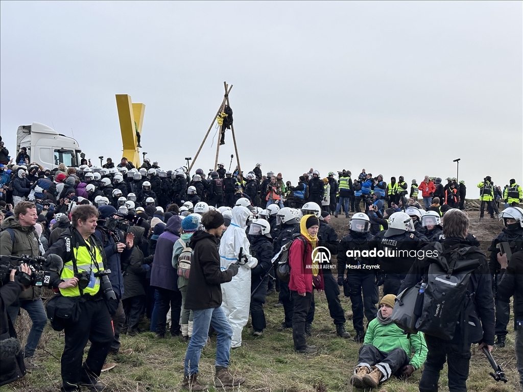 Environmental groups erect barricades to block expansion of open-cast coal mine in northwestern Germany