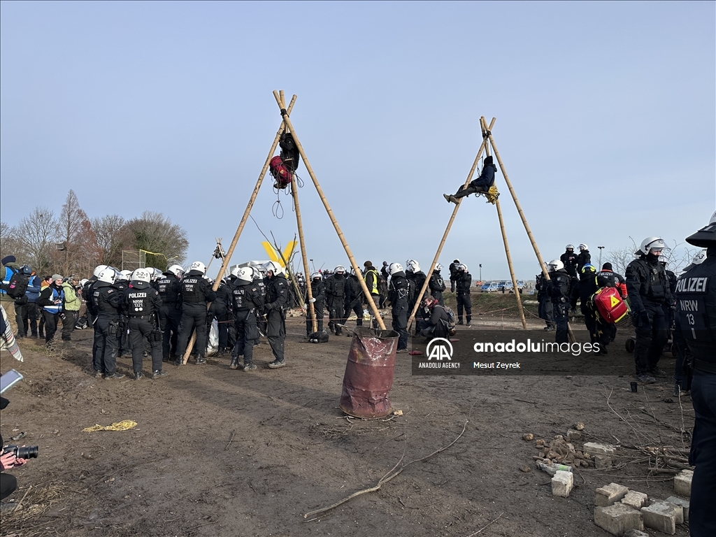 Environmental groups erect barricades to block expansion of open-cast coal mine in northwestern Germany