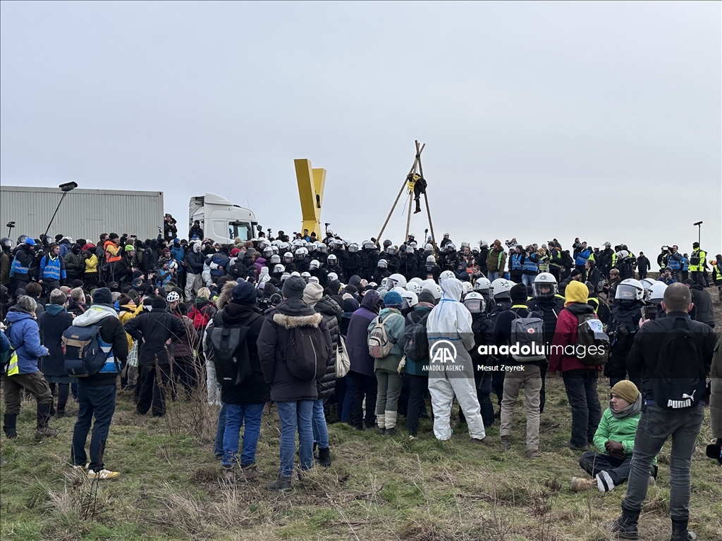 Environmental groups erect barricades to block expansion of open-cast coal mine in northwestern Germany