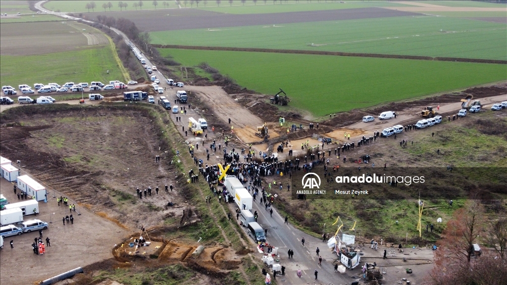 Environmental groups erect barricades to block expansion of open-cast coal mine in northwestern Germany