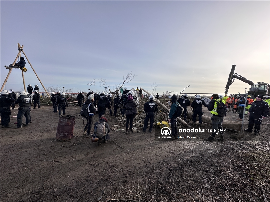 Environmental groups erect barricades to block expansion of open-cast coal mine in northwestern Germany