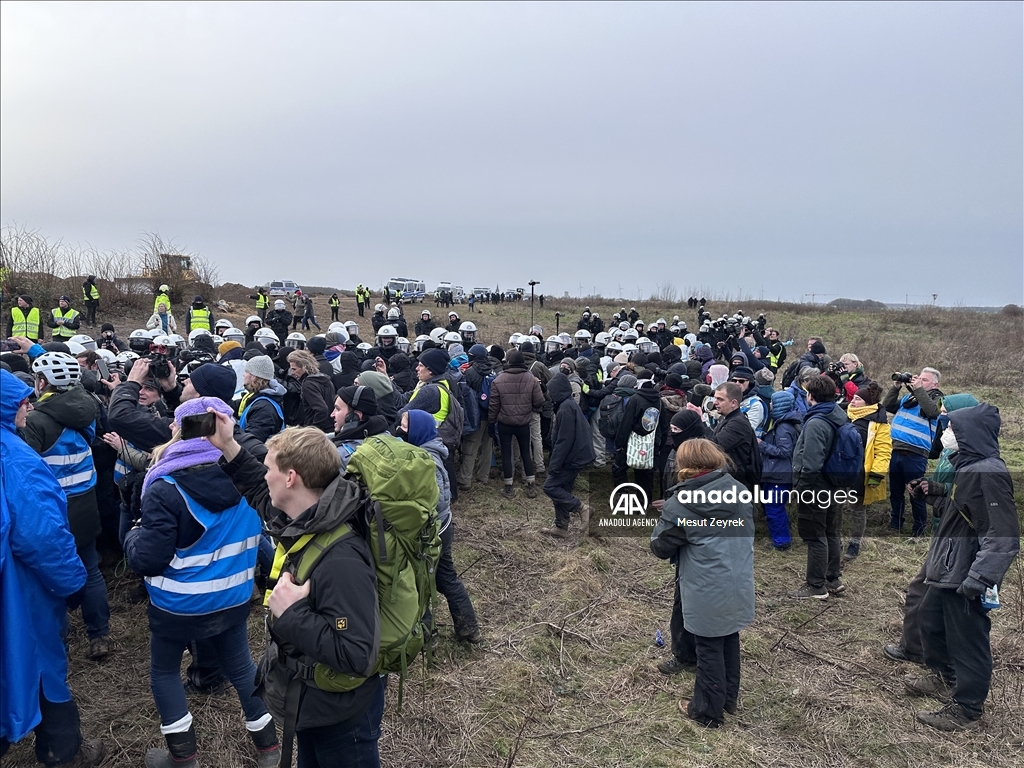 Environmental groups erect barricades to block expansion of open-cast coal mine in northwestern Germany