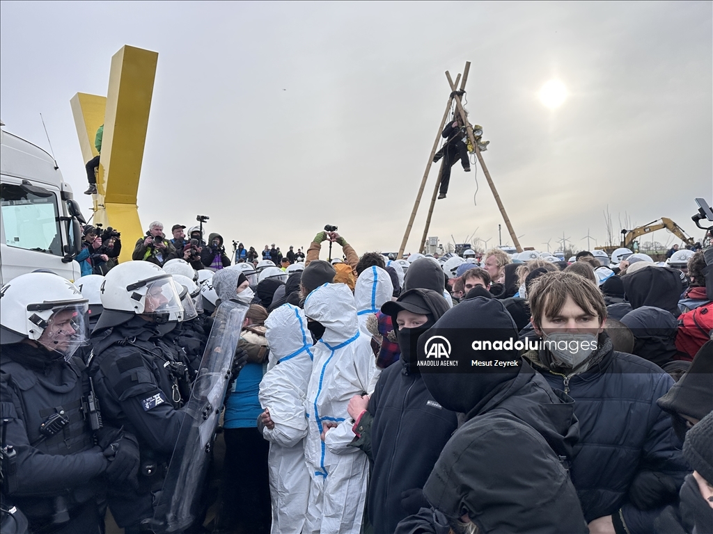 Environmental groups erect barricades to block expansion of open-cast coal mine in northwestern Germany