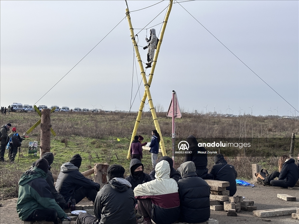 Environmental groups erect barricades to block expansion of open-cast coal mine in northwestern Germany