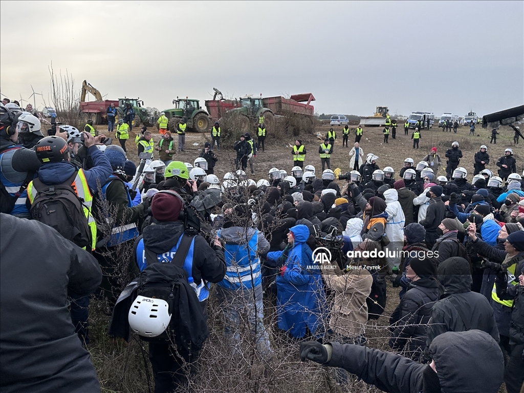 Environmental groups erect barricades to block expansion of open-cast coal mine in northwestern Germany