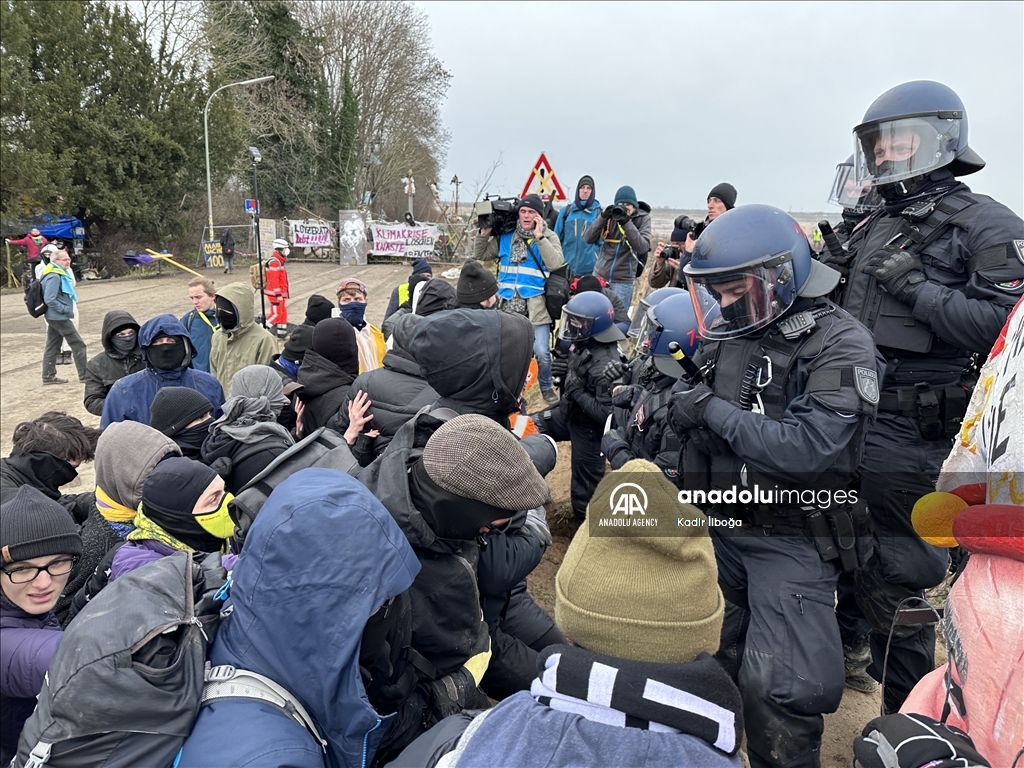 Environmental groups erect barricades to block expansion of open-cast coal mine in northwestern Germany