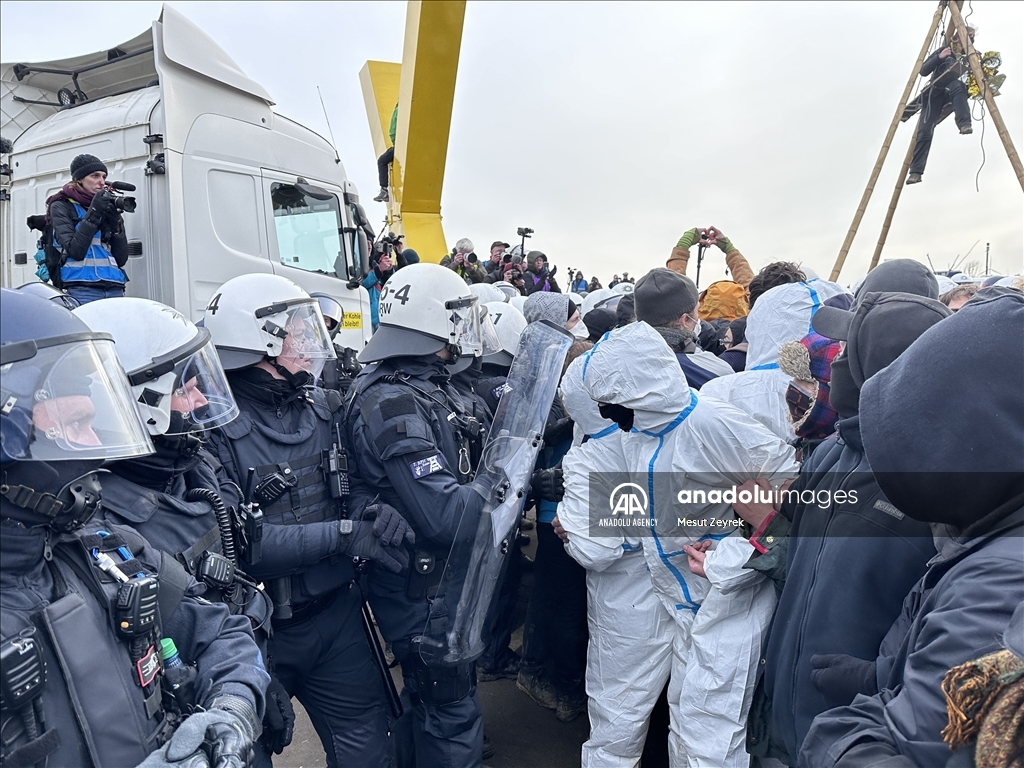 Environmental groups erect barricades to block expansion of open-cast coal mine in northwestern Germany