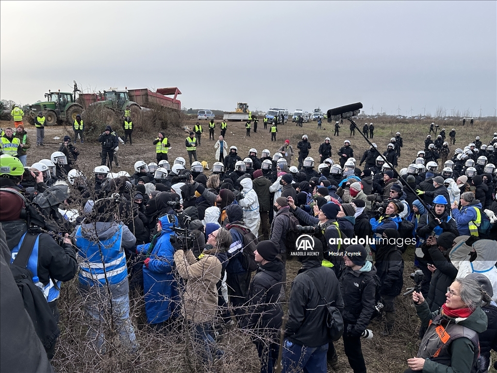Environmental groups erect barricades to block expansion of open-cast coal mine in northwestern Germany
