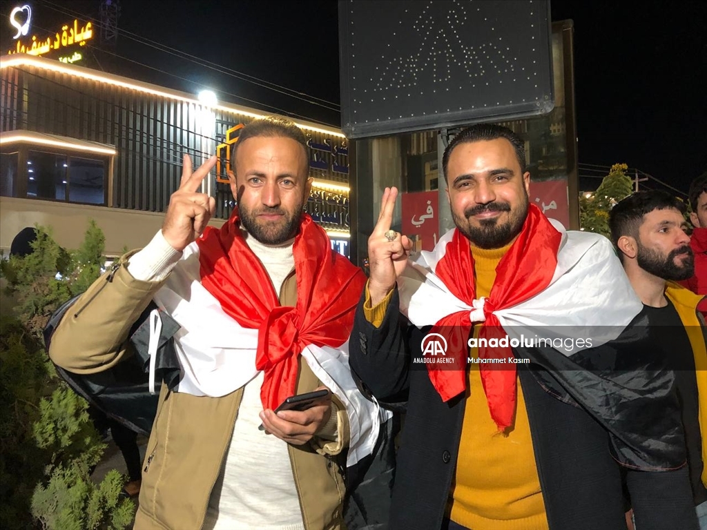 شادی و ئاهه‌نگگێڕانی لایه‌نگرانی عێراق له‌ كه‌ركووك به‌بۆنه‌ی بردنه‌وه‌ی هه‌ڵبژارده‌ی وڵاته‌كه‌یان له‌ یه‌مه‌ن