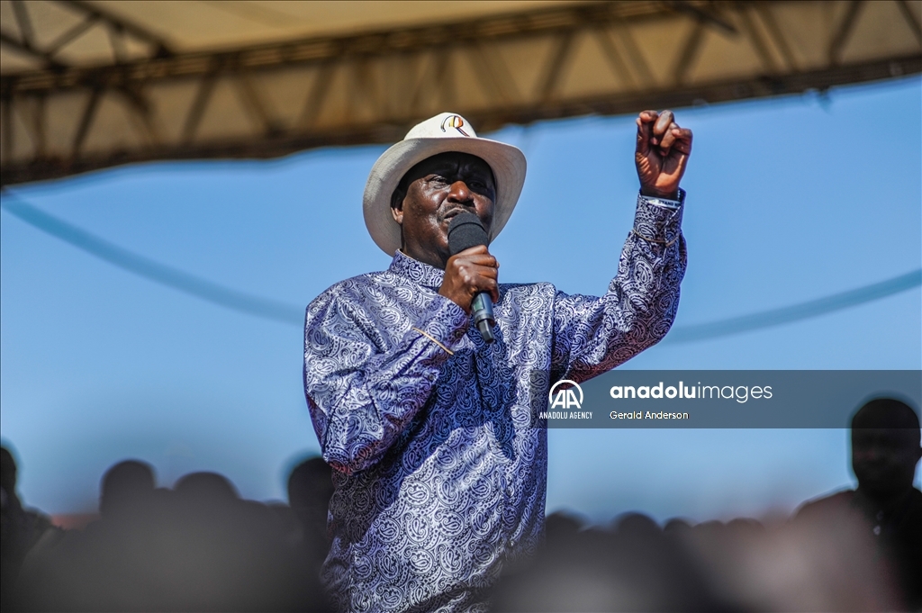 Leader of the opposition coalition Azimio la Umoja, Raila Odinga holds rally in Nairobi
