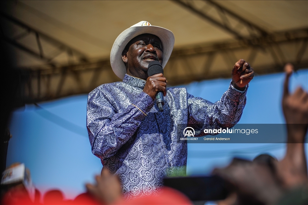 Leader of the opposition coalition Azimio la Umoja, Raila Odinga holds rally in Nairobi