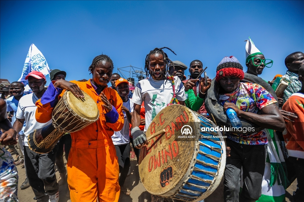Leader of the opposition coalition Azimio la Umoja, Raila Odinga holds rally in Nairobi