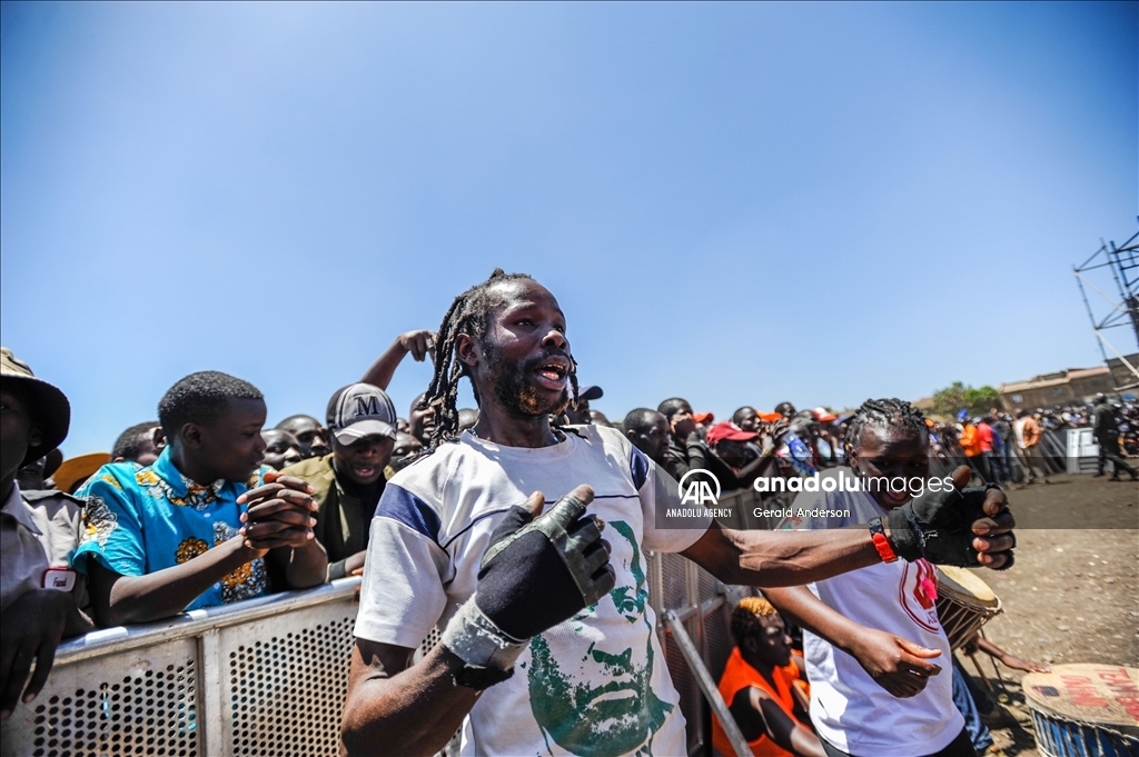 Leader of the opposition coalition Azimio la Umoja, Raila Odinga holds rally in Nairobi
