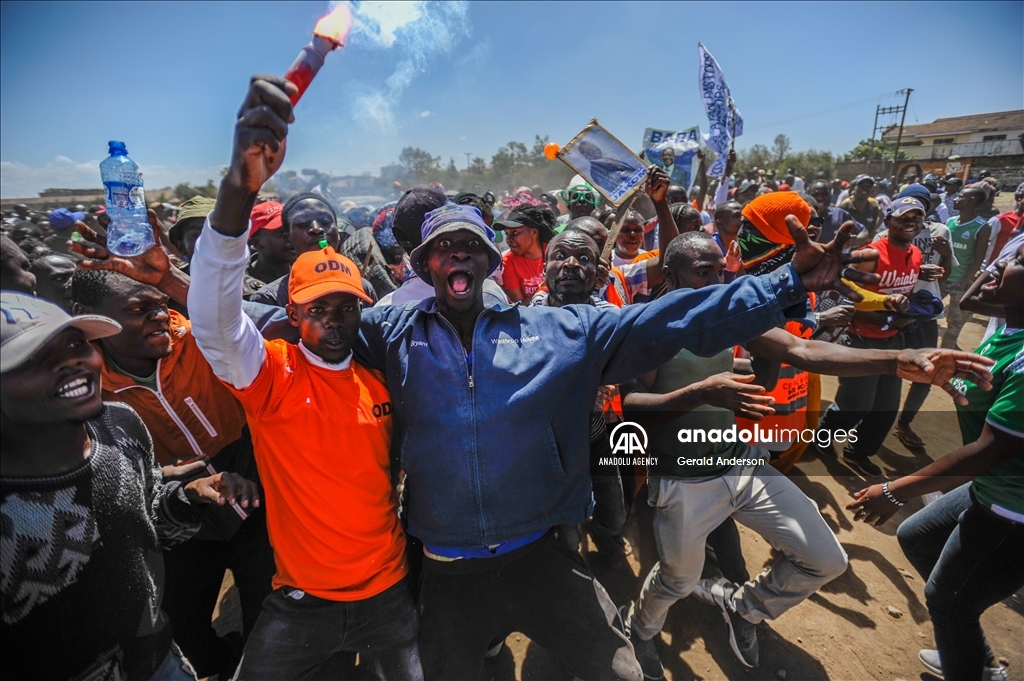 Leader of the opposition coalition Azimio la Umoja, Raila Odinga holds rally in Nairobi