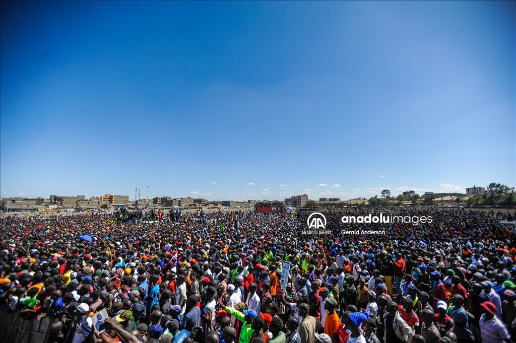 Leader of the opposition coalition Azimio la Umoja, Raila Odinga holds rally in Nairobi