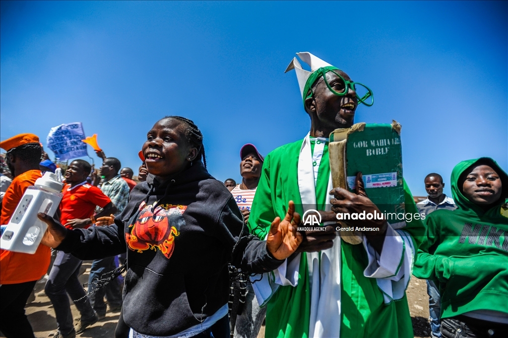 Leader of the opposition coalition Azimio la Umoja, Raila Odinga holds rally in Nairobi