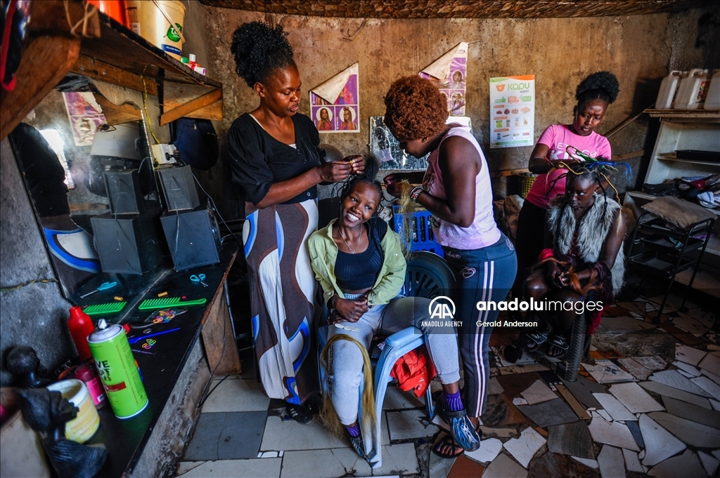 Hair salons in Kenya's Kibera slum