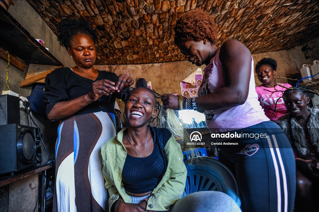 Hair salons in Kenya's Kibera slum