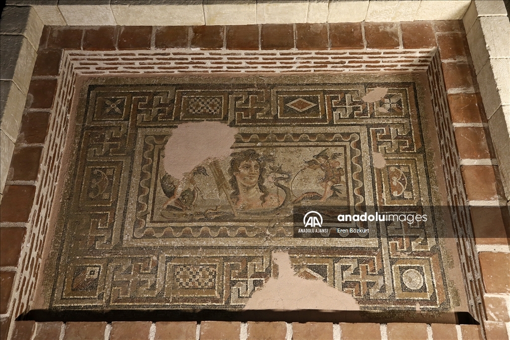 Hippokamposlara binen Erosların mozaiği Adana'da sergileniyor