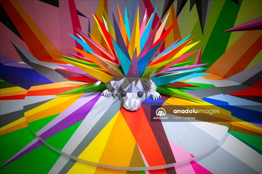 A mind-bending odyssey of colors, structures, and crazy-quilt patterns, “Metamorfosis” by Spanish artist Okuda San Miguel in Mexico City is a feast for the eyes for pop surrealism lovers