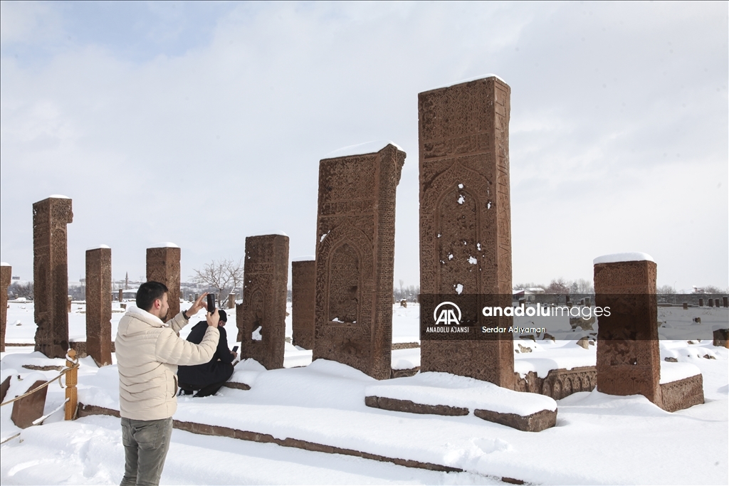 Bitlis'te tarihi yapılar karla kaplandı