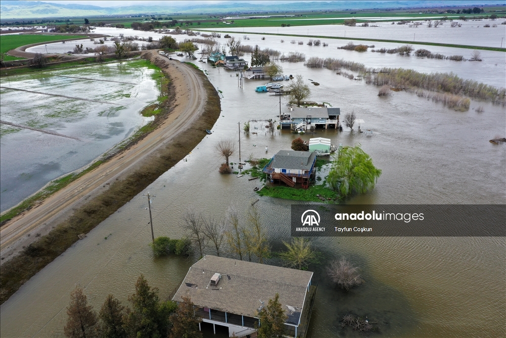 Atmospheric river: Flooding in San Joaquin County of California 