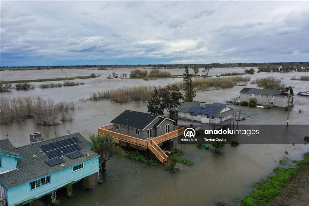 Atmospheric river: Flooding in San Joaquin County of California 