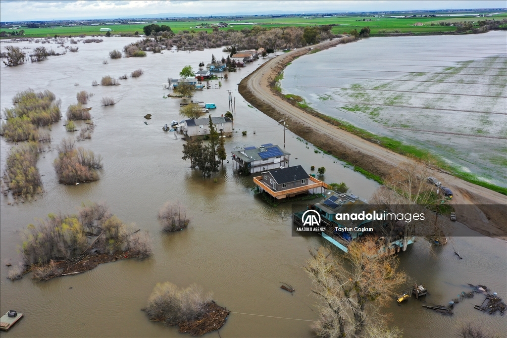 Atmospheric river: Flooding in San Joaquin County of California 