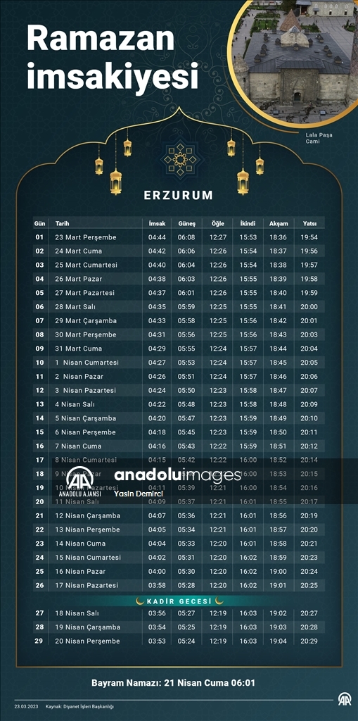 Erzurum iftar ve sahur saatleri. ( Yasin Demirci - Anadolu Ajansı )